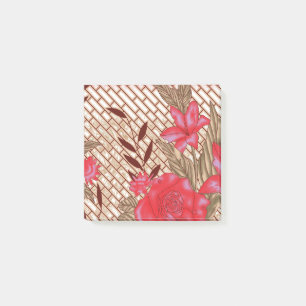 Intricate fabric design featuring floral patterns post-it notes