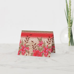 Intricate fabric design featuring floral patterns  thank you card