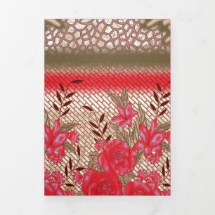 Intricate fabric design featuring floral patterns Tri-Fold invitation