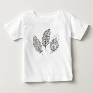 Intricate Feather Doodle Baby T-Shirt
