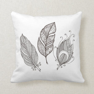 Intricate Feather Doodle Cushion