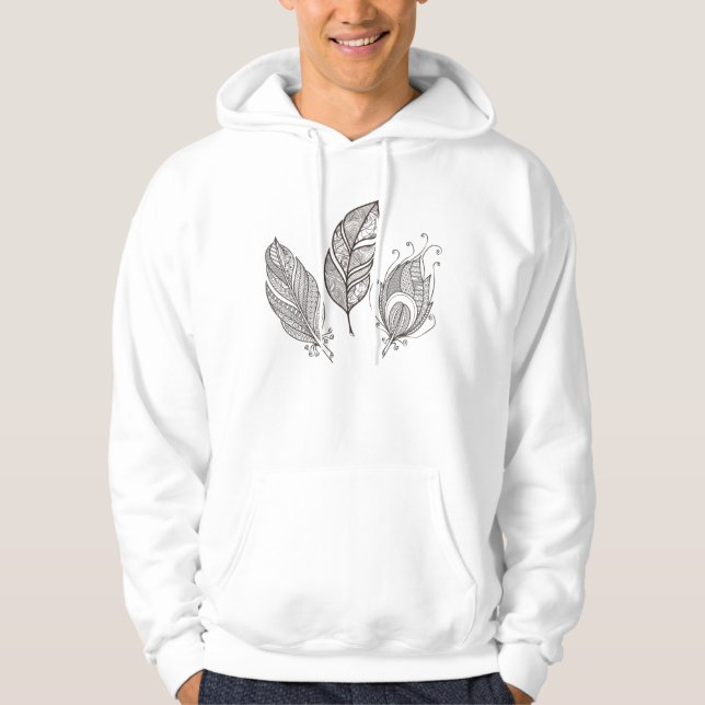 Intricate Feather Doodle Hoodie (Front)