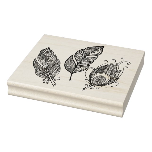 Intricate Feather Doodle Rubber Stamp (Stamp)