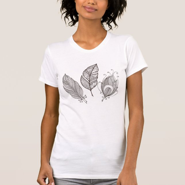 Intricate Feather Doodle T-Shirt (Front)