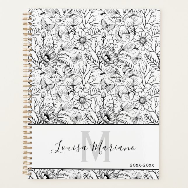 Intricate Floral and Butterfly Art Planner (Front)