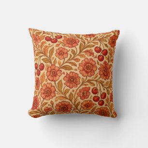 Intricate Floral and Cherry Alcohol Ink Seamless Cushion
