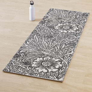Intricate Floral Design in Black and White Yoga Mat