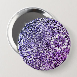 Intricate Floral Design in Purple Hues and White 10 Cm Round Badge