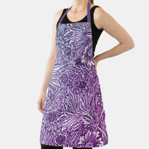 Intricate Floral Design in Purple Hues and White Apron