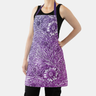 Intricate Floral Design in Purple Hues and White Apron