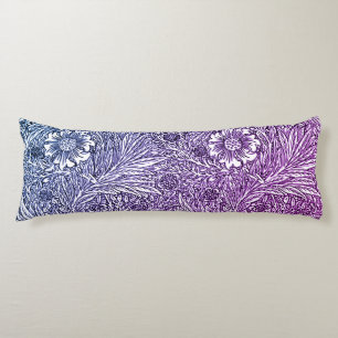 Intricate Floral Design in Purple Hues and White Body Cushion