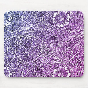 Intricate Floral Design in Purple Hues and White Mouse Pad