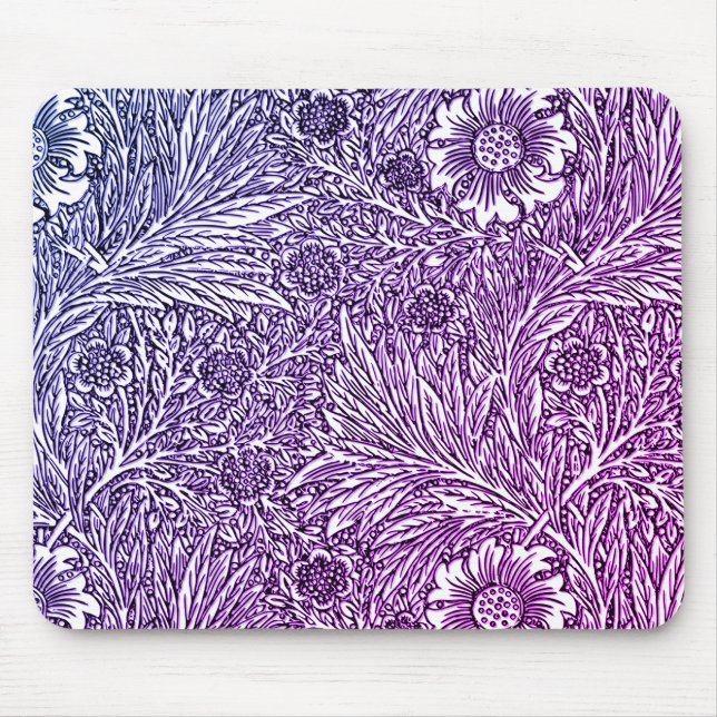 Intricate Floral Design in Purple Hues and White Mouse Pad (Front)