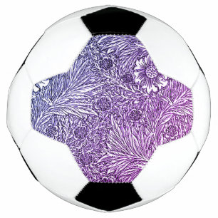 Intricate Floral Design in Purple Hues and White Soccer Ball