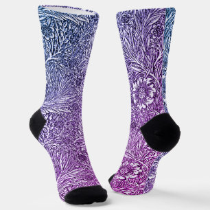 Intricate Floral Design in Purple Hues and White Socks