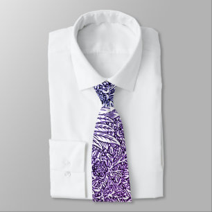 Intricate Floral Design in Purple Hues and White Tie