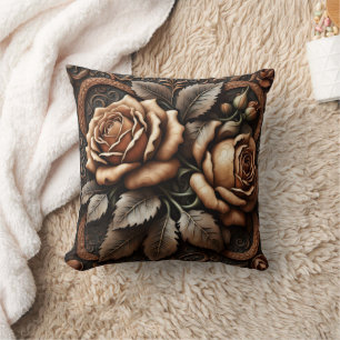 Intricate Floral Embellishment in Earthy Tones Cushion