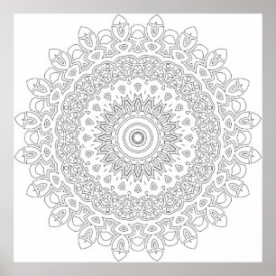 Intricate Floral Filigree Mandala Layered Rings Poster