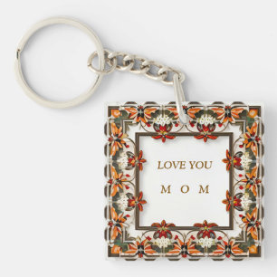 Intricate Floral Frame Design Key Ring