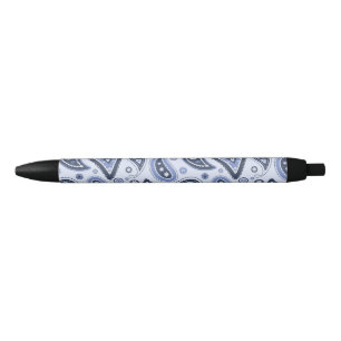 Intricate Floral Paisley Print Design Black Ink Pen