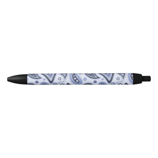 Intricate Floral Paisley Print Design Black Ink Pen (Front)