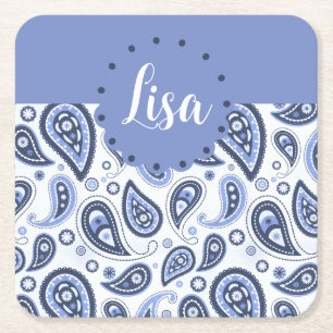 Intricate Floral Paisley Print Design Square Paper Coaster