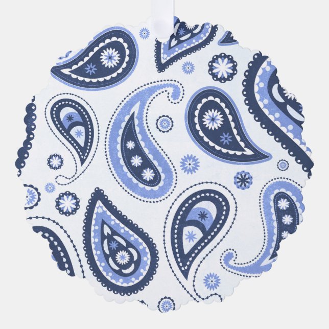 Intricate Floral Paisley Print Design Tree Decoration Card (Front)