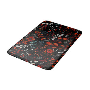 Intricate floral pattern with gold and white bath mat