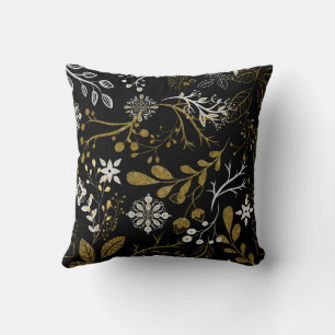 Intricate floral pattern with gold and white cushion