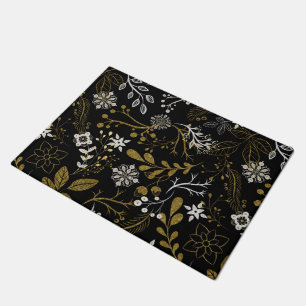 Intricate floral pattern with gold and white  doormat