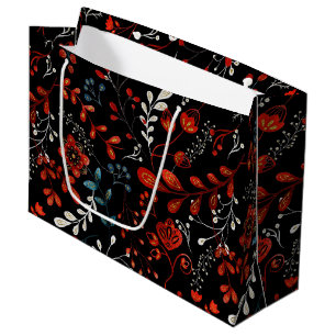 Intricate floral pattern with gold and white larg large gift bag