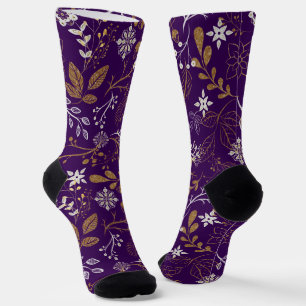 Intricate floral pattern with gold and white socks