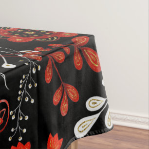 Intricate floral pattern with gold and white  tabl tablecloth