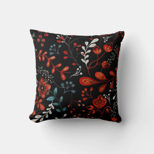 Intricate floral pattern with gold and white thro cushion