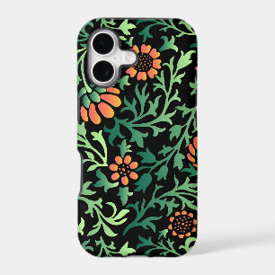 Intricate Floral Pattern with Green Leaves