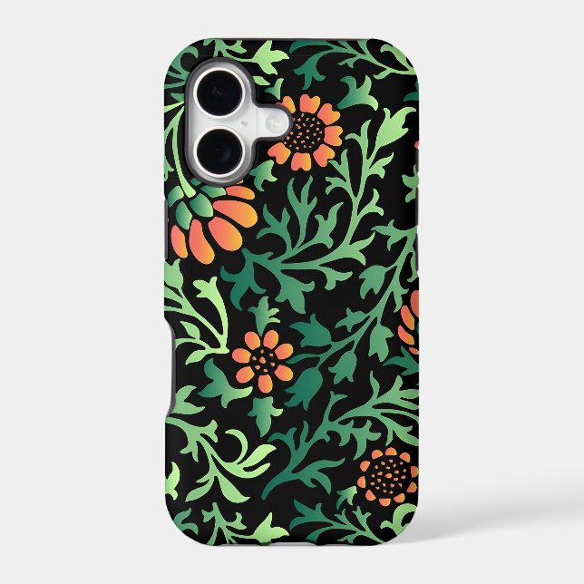 Intricate Floral Pattern with Green Leaves (Back)
