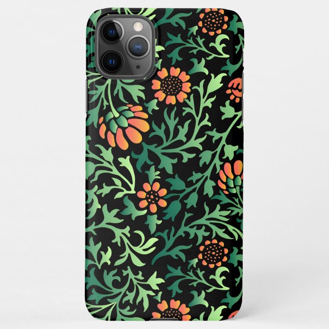 Intricate Floral Pattern with Green Leaves iPhone Case (Back)