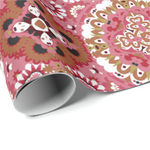 Intricate floral pattern with ornate circles wrapping paper