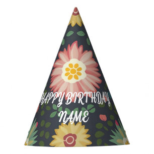 Intricate floral personalised Party Hat