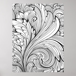 Intricate Floral Swirl Coloring Poster