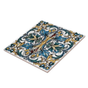 Intricate Floral Tile Design With Vibrant Colours