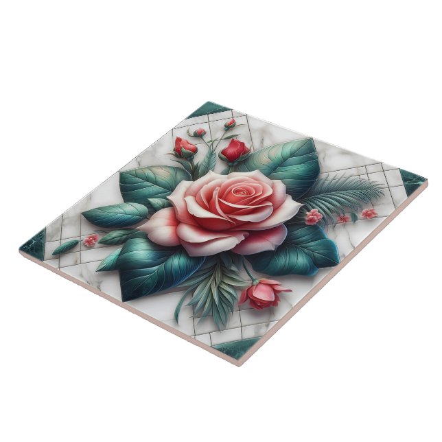 Intricate Floral Tile Mosaic Artwork (Side)