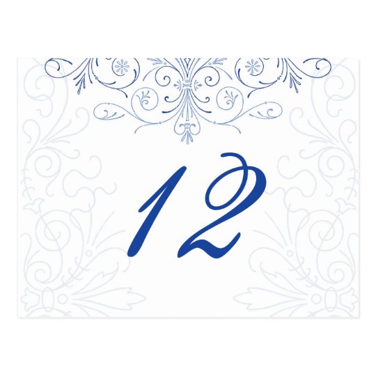 Intricate Flourish Wedding Table Number Postcard