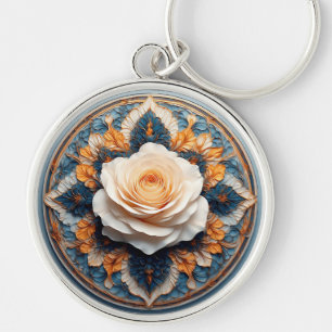 Intricate Flower Design Key Ring