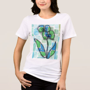 Intricate Flower Pattern Art - Detailed Floral Lin Tri-Blend Shirt
