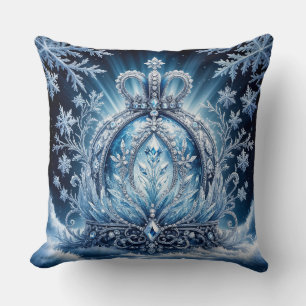 Intricate Frost-Covered Crown With Glittering Gems Cushion