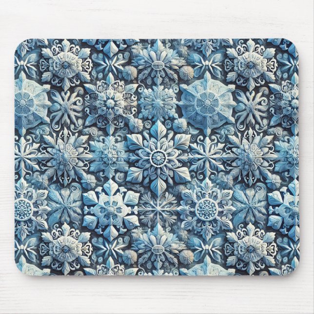 Intricate Frost-Inspired Ornamental Patterns Mouse Pad (Front)