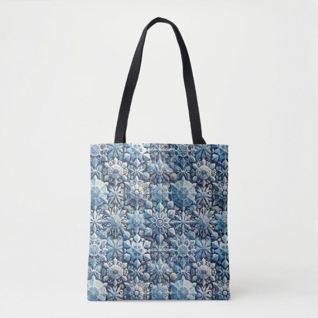 Intricate Frost-Inspired Ornamental Patterns Tote Bag (Front)