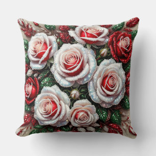 Intricate Gem Embellished Floral Design Cushion