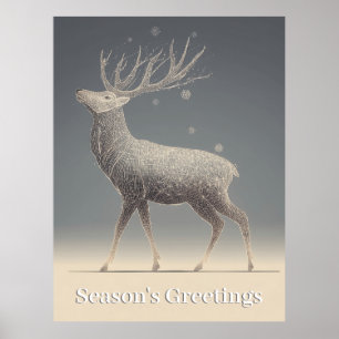Intricate Geometric Line Art of a Majestic Stag Poster
